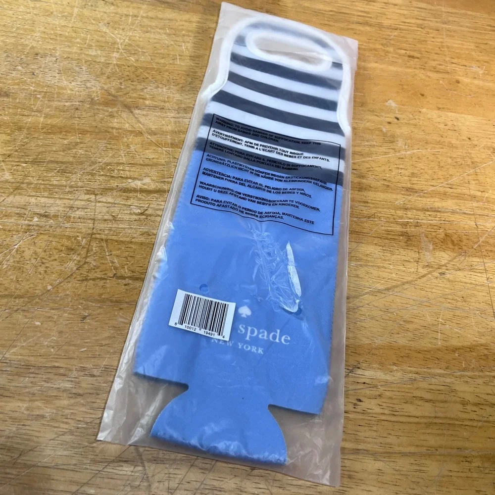 Kate Spade New York Blue Nautical Striped Beverage Sleeve Koozie with Handle